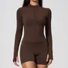 Chaqueta deportiva ajustada con cremallera para correr, transpirable, de secado rápido, para entrenamiento, de manga larga, para yoga, para mujer 6116