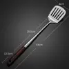 Mango de madera alargado acero inoxidable 304 cuchara para freír espátula espátula pala para cocinar cuchara para sopa juego de utensilios de cocina espátula de chef