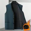 Chaleco de Punto con Cuello en V para Hombre de Comercio Exterior Otoño/Invierno con Felpa Gruesa Cardigan sin Mangas de un Solo Botón Talla Grande Chaleco Casual