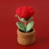 14 de Fevereiro Dia dos Namorados presente tecido à mão rosa plantas em vaso de lã rosa gradiente pequenos ornamentos de planta em vaso