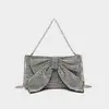 Bolso de Noche de Lujo con Pedrería, Bolso de Mano tipo Clutch con Cadena para Cruce de Hombro, Bolso de Pedrería con Moño, Bolso Cruzado Versátil de Pedrería para Mujer