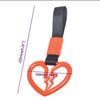 Anillo de advertencia/manija con forma de corazón roto para coche, JDM, cuerda de nailon negra, anillo de tracción con forma de corazón explosivo, anillo de tracción decorativo japonés