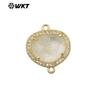 WT-C335 Rosa Brillante Francés Cristal Piedra con Purpurina Gema Colgante Pequeño Borde de Circonita Joyería Decoración Accesorios