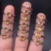 Anillo de Citrina Incrustado Completamente con Diamantes Estilo de Diseño Suelto Generoso y Novedoso Cristal Buena Relación Calidad-Precio