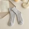 Calcetines de coral para mujer de otoño e invierno, calcetines cálidos engrosados con forro polar, calcetines de rizo con lazo para interior, calcetines de dormir de luna