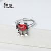 Anillo de plata de ley s925 de larga duración para mujer, estilo tailandés, estilo retro, con diseño de campana de rubí ajustable