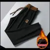 Nuevos pantalones casuales rectos de pana para hombre de comercio exterior, otoño e invierno, engrosados, con forro polar, holgados y resistentes al frío