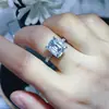 Anillo de Moissanita Completa de 5 Quilates Color D Esmeralda, Artesanía Fina, Anillo de Diamante de Nuevo Estilo Europeo y Americano de Moda para Mujer, Venta Caliente Transfronteriza