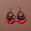 Pendientes Bohemianos Europeos y Americanos con Borlas y Turquesa, Pendientes de Estilo Étnico Retro, Joyería para Orejas Única y Elegante Estilo Tibetano