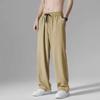 Calça Masculina de Seda Gelo Fina de Verão Calça Reta Masculina Calça Tendência Solta de Nove Pontos Calça Casual de Pierna Larga para Estudantes de Verão