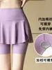 Nuevos pantalones de yoga tipo falda de tres cuartos anti-exposición para mujer con bolsillos laterales de almacenamiento, cintura alta, elásticos, pantalones deportivos para fitness al aire libre