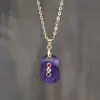 Collar Columna Hexagonal de Cristal Rosa, Cadena para Clavícula Adornada con Diamantes de Colores Chapada en Oro, Joyería de Regalo para Niñas y Mejores Amigas, Suministro Directo del Fabricante