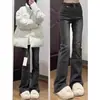 Jeans Feminino Outono Rasgado Estilo de Rua Calça Micro Flare Moda Casual High Street Americana Calça Longa Solta