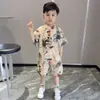 Roupas Nezha 2025 Novo Conjunto de Verão Infantil para Meninos Roupas de Verão da Dinastia Han Camisa Chinesa Shorts Conjunto de Duas Peças