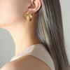 Pendientes elegantes de doble pieza en forma de U, estilo Hong Kong, estilo europeo y americano, chapados en acero de titanio y oro de 18 quilates, personalizados, para mujer F375