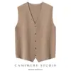 Chaleco de punto grueso 100% cachemir liso para hombre, cárdigan sin mangas con cuello en V