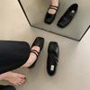 Zapatos plateados French Evening Breeze para mujer, suela plana, otoño 2023, nuevos y elegantes zapatos Mary Jane de hada, cabeza cuadrada y boca baja.