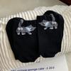Calcetines Traviesos de Gato para Mujer, Lindos Calcetines Divertidos de Dibujos Animados 3D de Gato de Media Pantorrilla con Pompón, Calcetines de Algodón sin Costuras con Forma de Huevo