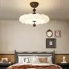 Luminária de Teto para Quarto, Estilo Antigo, Lâmpada LED Redonda Plissada Criativa e Moderna, Luminária de Quarto Francesa Simples e Brilhante com Proteção para os Olhos