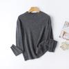 Seleção multicolorida! Suéter pullover de manga longa feminino, peça única sem costura, macio e delicado, 100% Lã, gola semi-alta, base