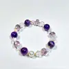 Pulsera nueva de primavera y verano para mujer, pulsera de cristal de fresa, amatista, flor de melocotón, transferencia, moda simple, joyería joker, venta al por mayor