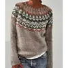 Amazon Europeo y Americano Nuevo Estilo Suéter para Mujer Más Vendido Cuello Redondo Bloque de Color Holgado Moda Jersey Suéter Tejido