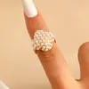 Anillo de Perla de Lujo Ligero y de Gama Alta para Mujer con Diseño de Corazón, Estrella, Ovalado y Línea Geométrica, Anillo Apilable para Dedo Índice
