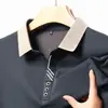 Camisa Polo de Manga Larga con Cuello de Tijera para Hombre, Primavera y Otoño 2025, Camiseta Casual de Color Sólido con Cuello de Solapa para Hombre de Mediana Edad, Moda Masculina, En Stock Transfronterizo