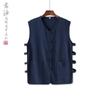 Traje Tang de mediana edad y para hombre mayor, verano, algodón lino, sin mangas, chaqueta mandarín para hombre mayor, chaleco, camiseta interior de verano para hombre, ropa de abuelo