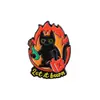 Broche de Gato de Fuego de Dibujos Animados Patrón Lindo de Gato Negro Accesorios de Decoración Insignia de Aleación con Goteo de Aceite
