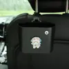 Lixeira de carro desenho animado cadeira porta traseira pendurado caixa de armazenamento multifuncional balde de armazenamento de lixo suprimentos para interior de carro