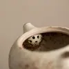 Bule de Chá Cerâmico Vermelho Estilo Wabi-Sabi, Grande Bule Xishi, Recipiente Vintage para Preparo de Chá para Escritório em Casa, Conjunto de Chá Kung Fu com Bule Único