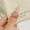 Anillo abierto ajustable con forma de corazón incrustado con diamantes de imitación, versión coreana estilo Ins para mujer, anillo de verano japonés coreano para mujer, banda de anillo versátil
