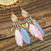 Pendientes de Borla para Turismo Yunnan Dali Lijiang Pendientes Largos Bohemia Distintivos Joyería con Colgante de Hoja para el Cabello