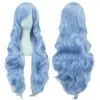 Peluca de cosplay de anime, peluca para fiesta de disfraces de Navidad, cabello largo y rizado, peluca de cabello rizado de 80 cm con flequillo lateral