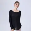 Top de Manga Larga Transpirable de Secado Rápido con Cuello Redondo, Espalda Bonita, para Correr, Camiseta de Fitness para Mujer, Deportivo Casual Adelgazante, Top de Yoga