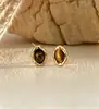 Castaño Caramelo Ojo de Tigre Natural Aguja de Plata 925 Maillard Geométrico Arete de Presión Atmósfera Pendientes Retro Pendientes