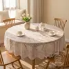 Toalha de Mesa Redonda de Renda Branca Estilo Francês Transfronteiriça, Toalha de Mesa Redonda Grande para Sala de Jantar, Jogo Americano Decorativo para Casa, Capa de Mesa, Luxo Leve 3m