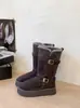 Botas de Nieve Largas de Moda para Mujer 2026 Invierno Nuevo Estilo Botas Altas de Caballero Botas de Algodón con Borrego Engrosado Zapatos de Algodón con Piel del Noreste