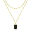Collar Cuadrado de Circonita Europeo y Americano, Cadena de Clavícula Multicapa de Cobre, Accesorio Sencillo para el Día a Día para Mujeres 2025
