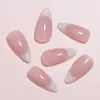 Unhas Postiças Francesas com Borda Branca Borrada, Unhas Almond Ice Transparentes, Adesivos de Unhas Postiças, Produtos Acabados de Manicure Estilo Simples, Atacado de Manicure