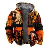 2024 transfronterizo nuevo Halloween forro polar engrosado doble forro terciopelo grueso acolchado de algodón chaqueta cremallera bolsa para excavar chaqueta acolchada de algodón cálida