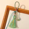 Chaveiro de borla feito à mão, nó de milho degradê estilo chinês, acessório de pingente de borla trançada DIY, atacado
