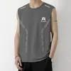 Chaleco de Seda de Hielo para Hombre Moderno Delgado Transpirable de Secado Rápido Deportivo Casual Chaleco Ancho Ropa Exterior Camisa sin Mangas de Cuello Redondo para Hombre Verano