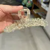 Pinza de Garra con Perlas de Cristal Original de Industria Pesada Tamaño Grande Clip de Tiburón de Resina Transparente Estilo Elegante Pinza para Moño Accesorios para el Cabello para Mujeres
