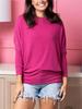 2024 Amazon Cross-border Europa y América Otoño/Invierno Mujer Talla grande Casual Color sólido Cuello redondo Manga murciélago Prendas de punto de alta elasticidad