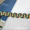Cinta Ondulada de Colores Contrastantes Estilo Étnico, Encaje Tejido con Patrones Coloridos, Adorno DIY para Ropa, Bolsos y Hanfu
