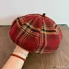 Boina para mulheres, chapéu de pintor xadrez outono e inverno, estilo faculdade retrô francês, chapéu britânico, moderno, afina o rosto, rejuvenescedor, versátil