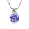 Colar Hot-Selling do TikTok com Ninho de Pássaro de Pedra Colorida para Mulheres com Pingente Violeta de Diamante Redondo de Alto Carbono, Dropshipping Transfronteiriço para Transmissão ao Vivo