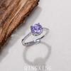 Anel Ajustável Moderno e Sofisticado Cor Rosa Milenar com Corte Rosa, Diamante Rosa de Luxo Leve e Zircônia Violeta para Mulheres